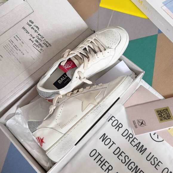 Golden Goose Women's Silver Tail Beige Star Dirty Shoes - Picture 4 of 7